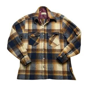 American Vintage Plaid Button Down Shirt - Blue, Brown, Cream